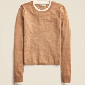 J. Crew tan merino wool crew neck Carolyn sweater